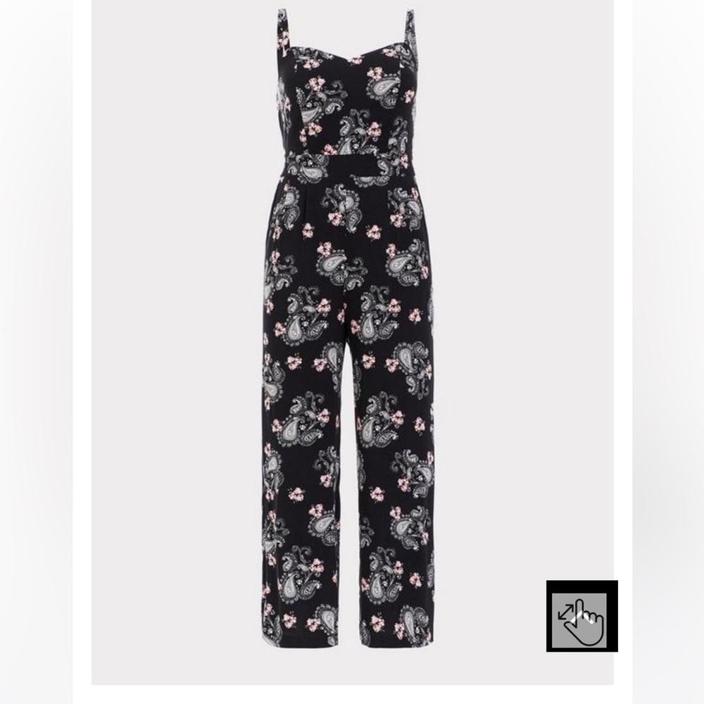 Black & Pink Paisley wide leg jumpsuit